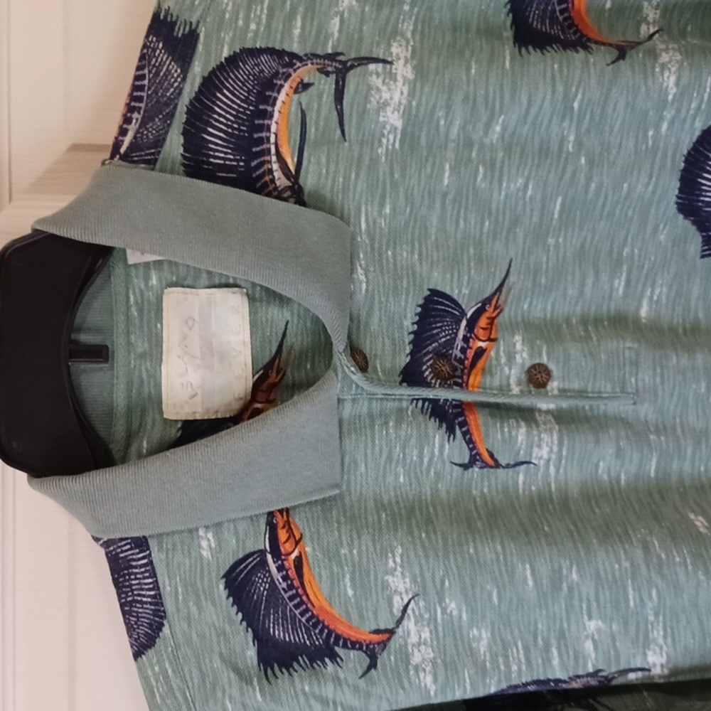 Island Fever pique polo - 1XB - green w marlin print - Picture 3 of 5